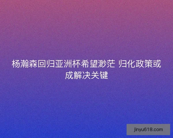 杨瀚森回归亚洲杯希望渺茫 归化政策或成解决关键