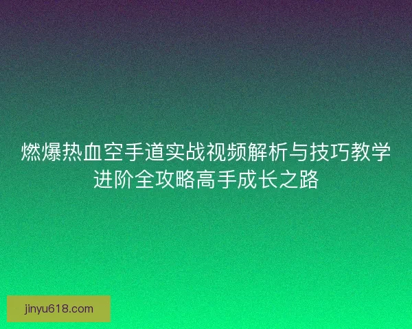 燃爆热血空手道实战视频解析与技巧教学进阶全攻略高手成长之路
