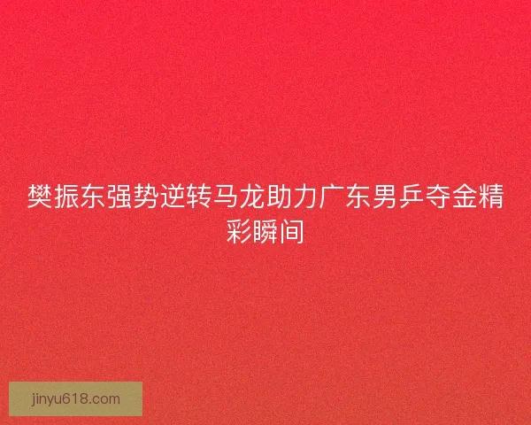 樊振东强势逆转马龙助力广东男乒夺金精彩瞬间