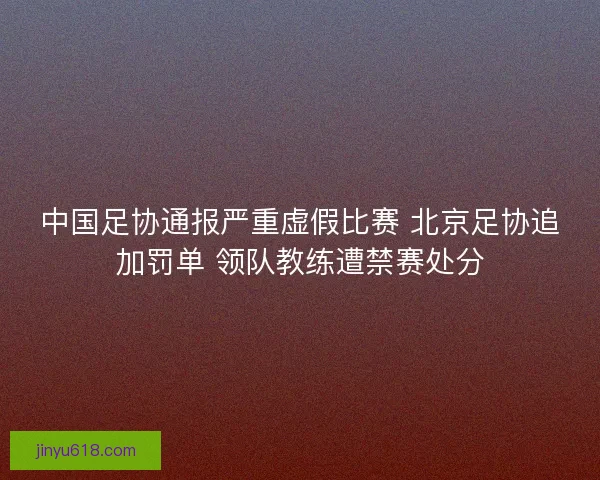 中国足协通报严重虚假比赛 北京足协追加罚单 领队教练遭禁赛处分